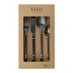 16 Piece Matte Black Cutlery Set