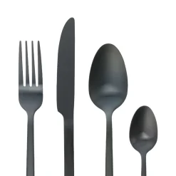 16 Piece Matte Black Cutlery Set