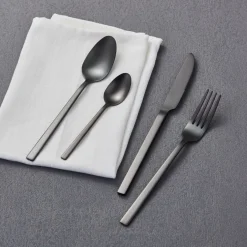 16 Piece Matte Black Cutlery Set