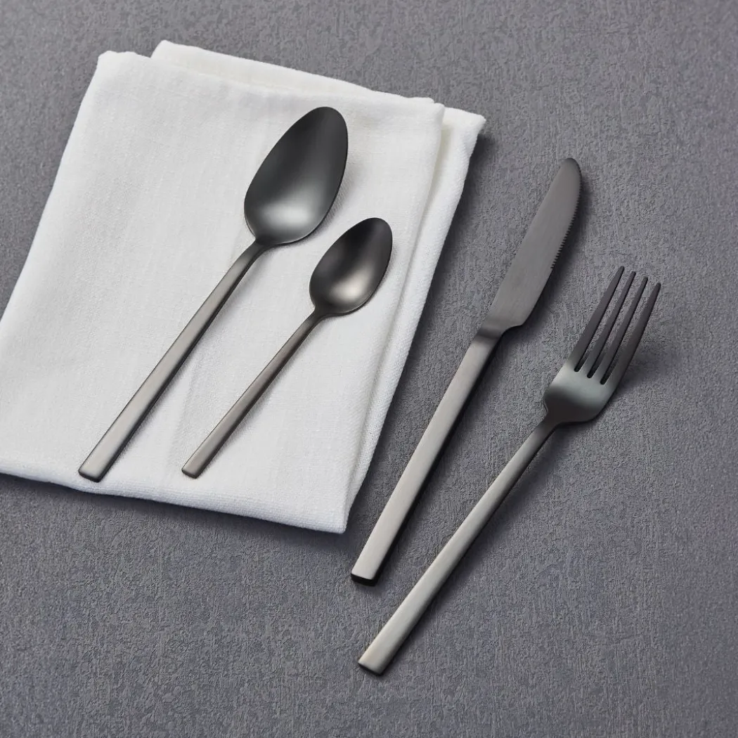 16 Piece Matte Black Cutlery Set