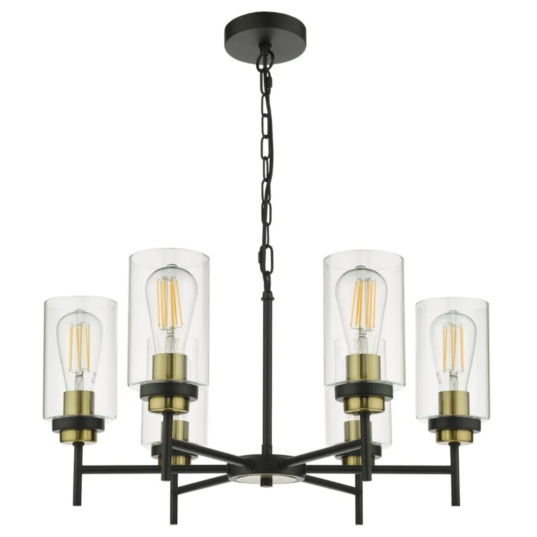 Abel 6 Light Satin Black Chandelier Ceiling Pendant
