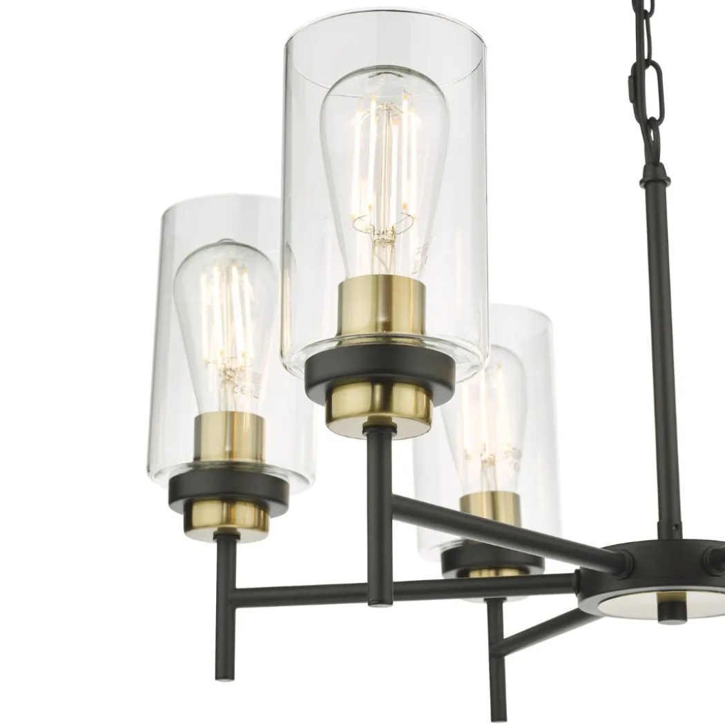 Abel 6 Light Satin Black Chandelier Ceiling Pendant