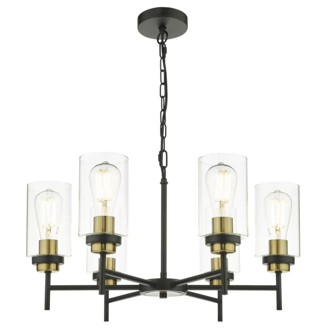 Abel 6 Light Satin Black Chandelier Ceiling Pendant