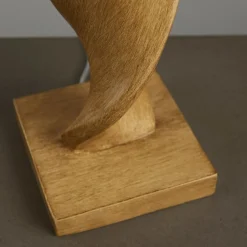 Abia Oak Effect & Natural Linen Table Lamp