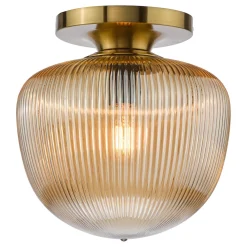 Abrielle Bronze & Amber Glass Flush Ceiling LIght