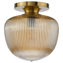 Abrielle Bronze & Amber Glass Flush Ceiling LIght