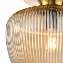 Abrielle Bronze & Amber Glass Flush Ceiling LIght