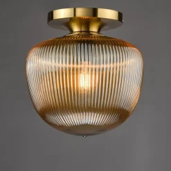 Abrielle Bronze & Amber Glass Flush Ceiling LIght