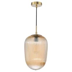 Abrielle Bronze & Amber Glass Pendant Ceiling Light
