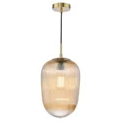 Abrielle Bronze & Amber Glass Pendant Ceiling Light