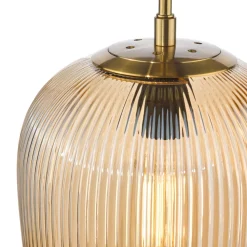 Abrielle Bronze & Amber Glass Pendant Ceiling Light