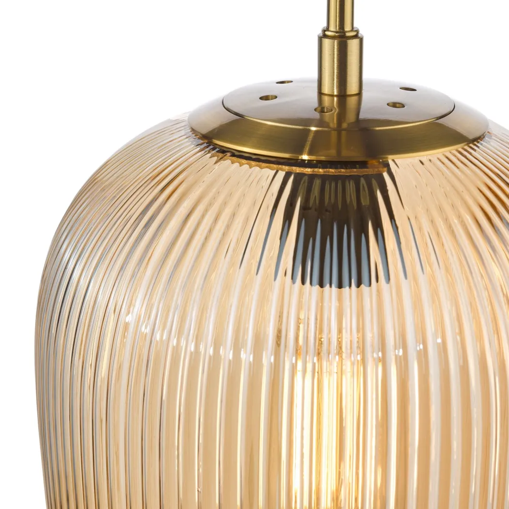 Abrielle Bronze & Amber Glass Pendant Ceiling Light