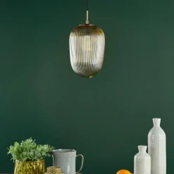 Abrielle Bronze & Amber Glass Pendant Ceiling Light