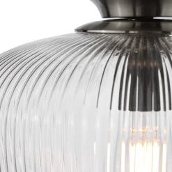 Abrielle Polished Nickel & Glass Flush Ceiling Light