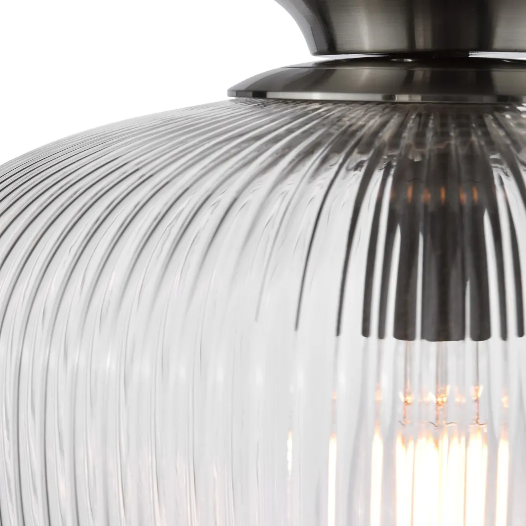 Abrielle Polished Nickel & Glass Flush Ceiling Light
