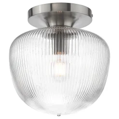 Abrielle Polished Nickel & Glass Flush Ceiling Light
