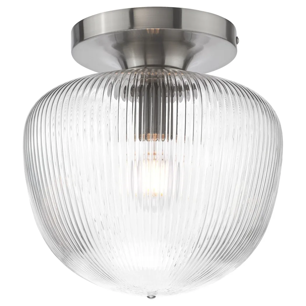 Abrielle Polished Nickel & Glass Flush Ceiling Light