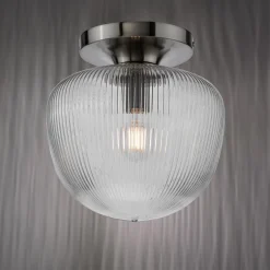 Abrielle Polished Nickel & Glass Flush Ceiling Light