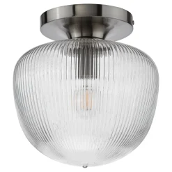 Abrielle Polished Nickel & Glass Flush Ceiling Light