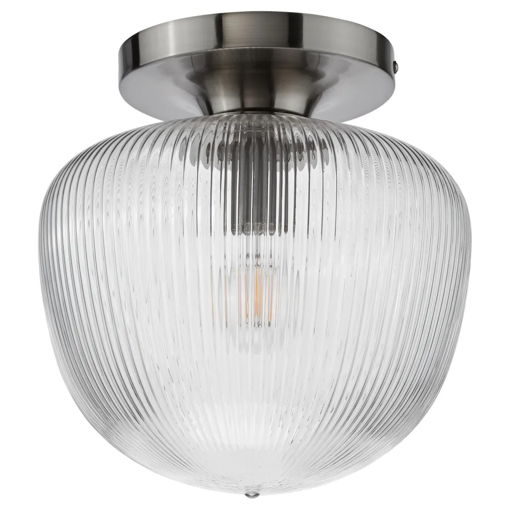Abrielle Polished Nickel & Glass Flush Ceiling Light