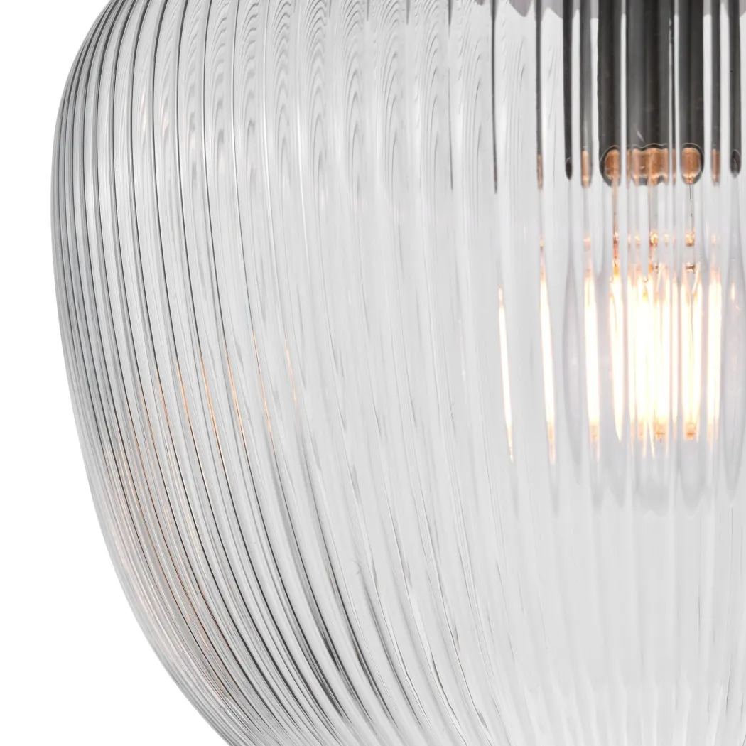 Abrielle Polished Nickel & Glass Flush Ceiling Light