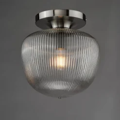 Abrielle Polished Nickel & Glass Flush Ceiling Light