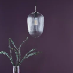 Abrielle Polished Nickel & Glass Pendant Ceiling Light