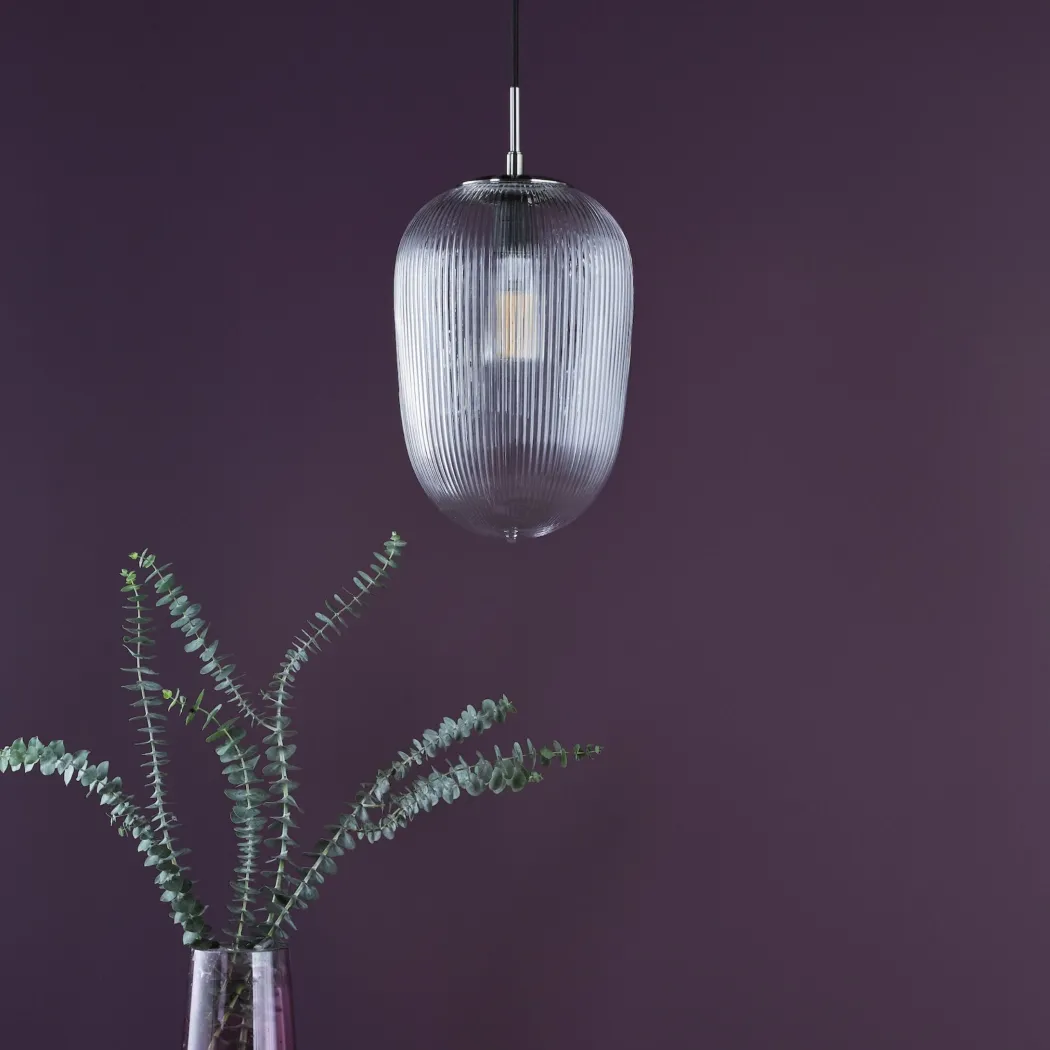 Abrielle Polished Nickel & Glass Pendant Ceiling Light