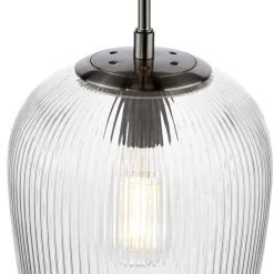Abrielle Polished Nickel & Glass Pendant Ceiling Light