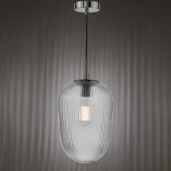 Abrielle Polished Nickel & Glass Pendant Ceiling Light