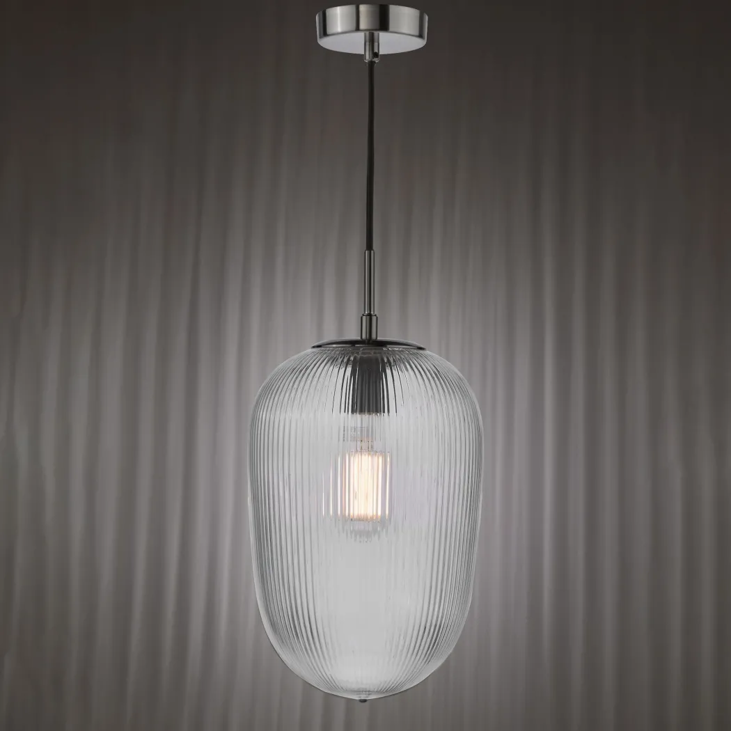 Abrielle Polished Nickel & Glass Pendant Ceiling Light