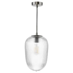 Abrielle Polished Nickel & Glass Pendant Ceiling Light