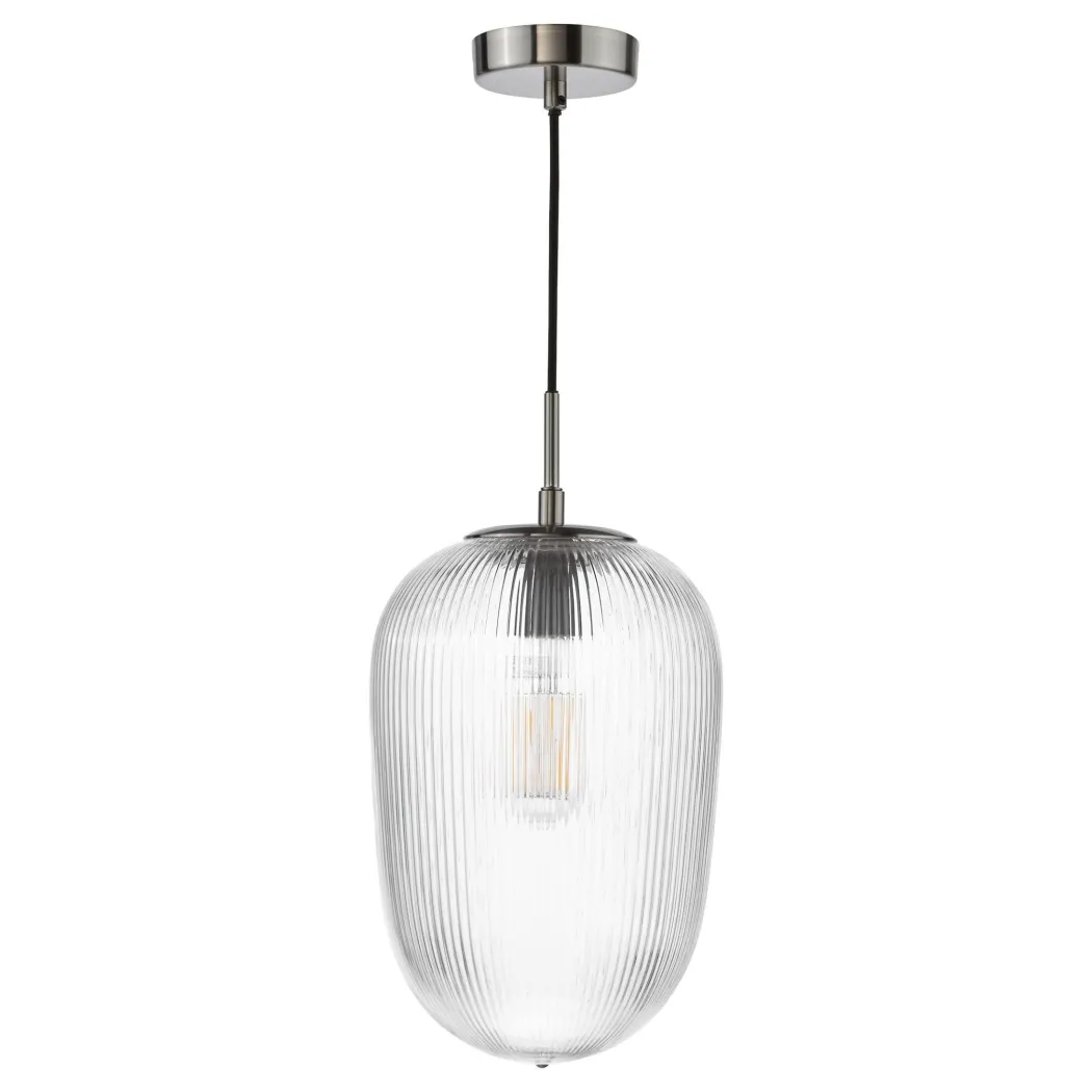 Abrielle Polished Nickel & Glass Pendant Ceiling Light