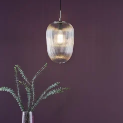 Abrielle Polished Nickel & Glass Pendant Ceiling Light