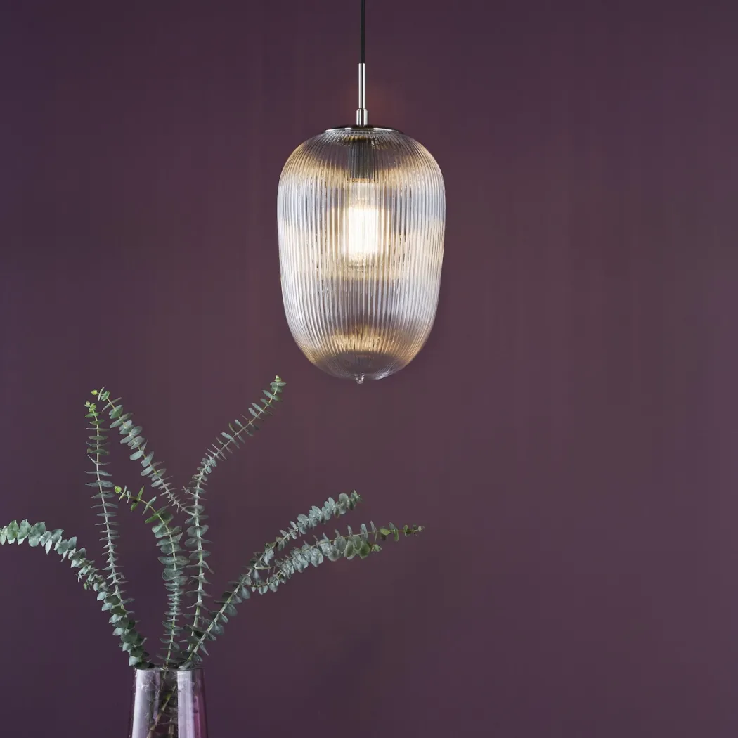 Abrielle Polished Nickel & Glass Pendant Ceiling Light