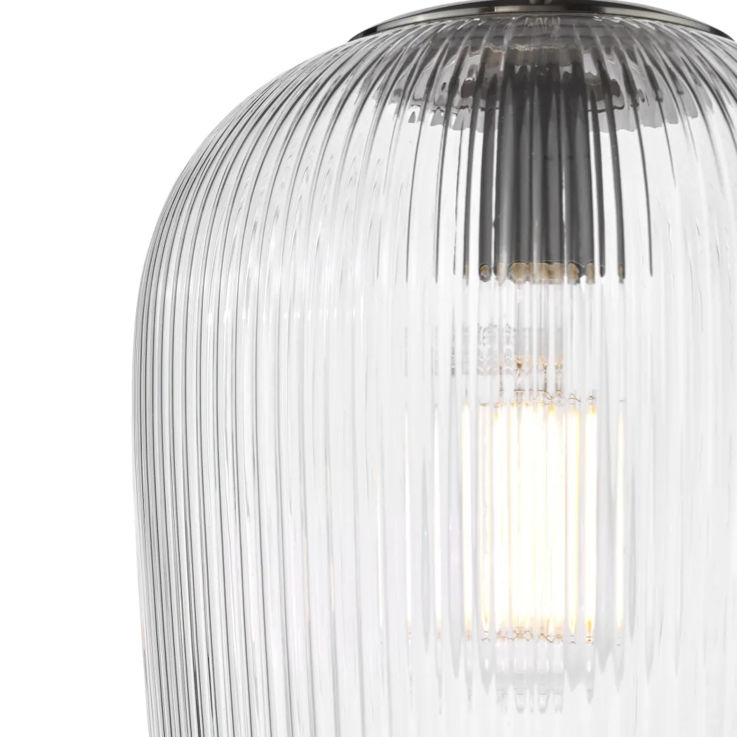 Abrielle Polished Nickel & Glass Pendant Ceiling Light