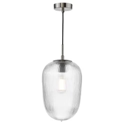 Abrielle Polished Nickel & Glass Pendant Ceiling Light