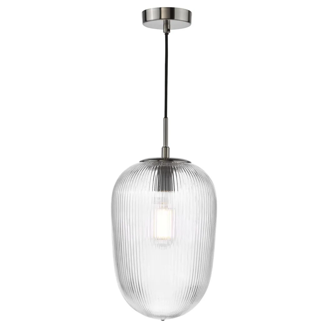 Abrielle Polished Nickel & Glass Pendant Ceiling Light