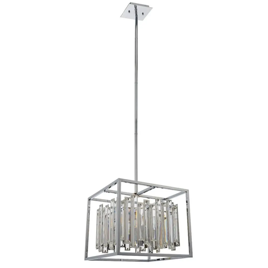 Acadia Polished Chrome and Crystal 4 Light Pendant Ceiling Light