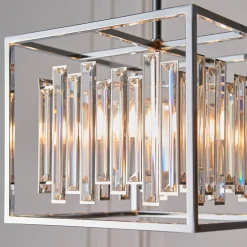 Acadia Polished Chrome and Crystal 4 Light Pendant Ceiling Light
