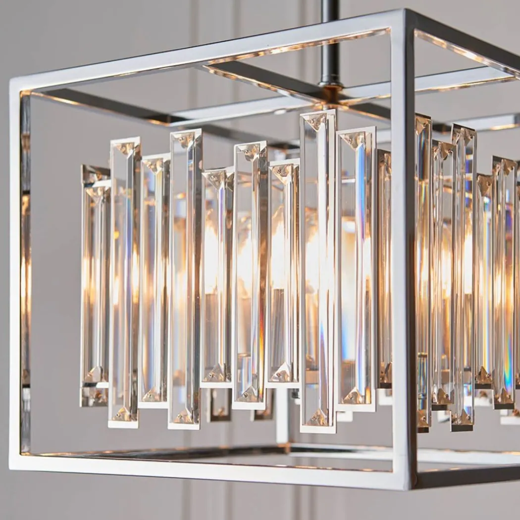 Acadia Polished Chrome and Crystal 4 Light Pendant Ceiling Light