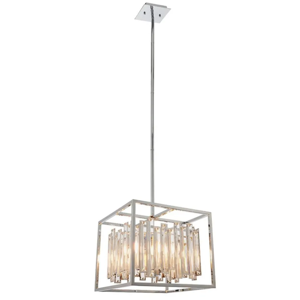 Acadia Polished Chrome and Crystal 4 Light Pendant Ceiling Light
