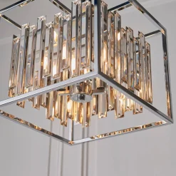 Acadia Polished Chrome and Crystal 4 Light Pendant Ceiling Light