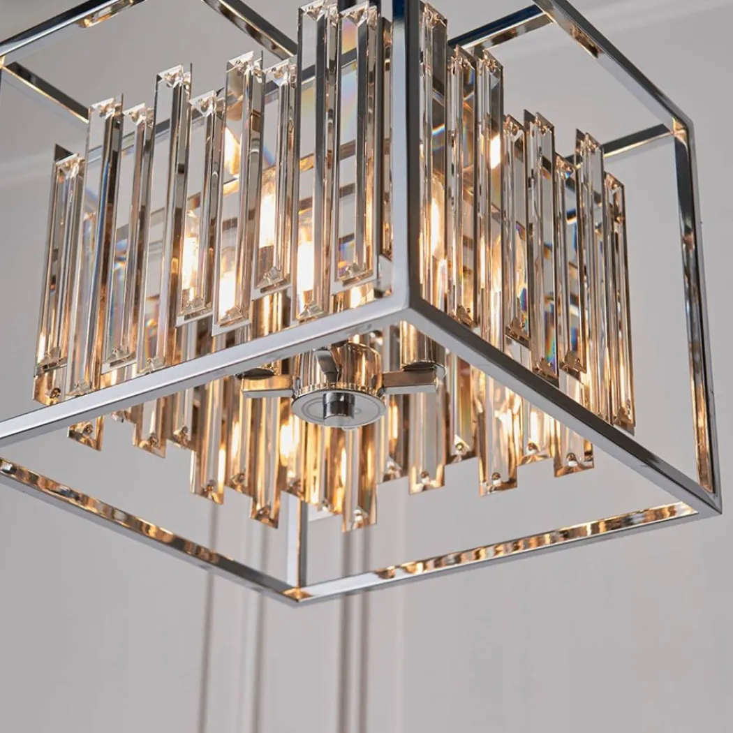 Acadia Polished Chrome and Crystal 4 Light Pendant Ceiling Light