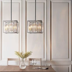 Acadia Polished Chrome and Crystal 4 Light Pendant Ceiling Light