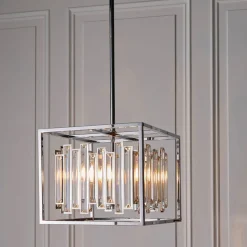 Acadia Polished Chrome and Crystal 4 Light Pendant Ceiling Light