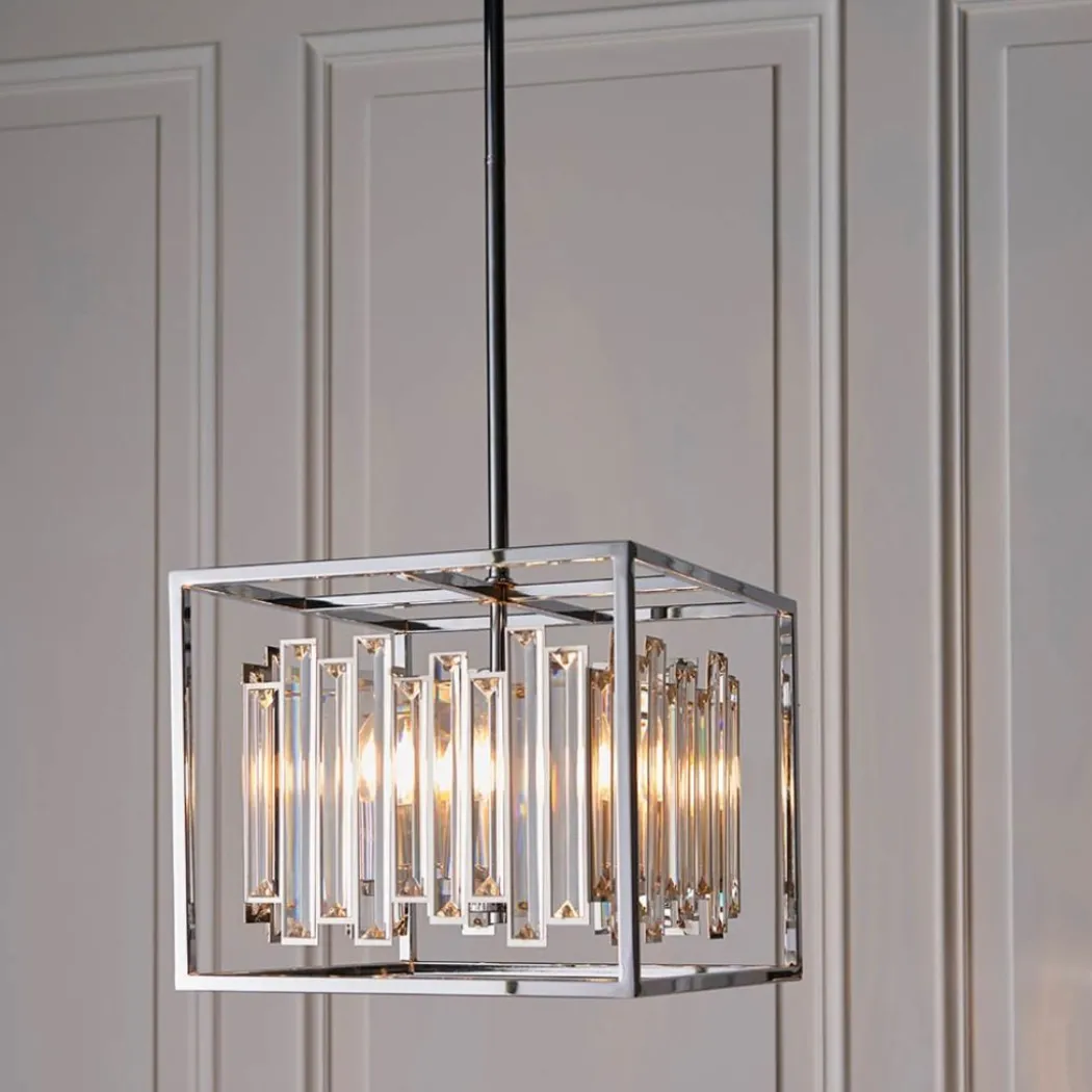 Acadia Polished Chrome and Crystal 4 Light Pendant Ceiling Light