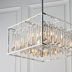 Acadia Polished Chrome and Crystal 6 Light Pendant Ceiling Light