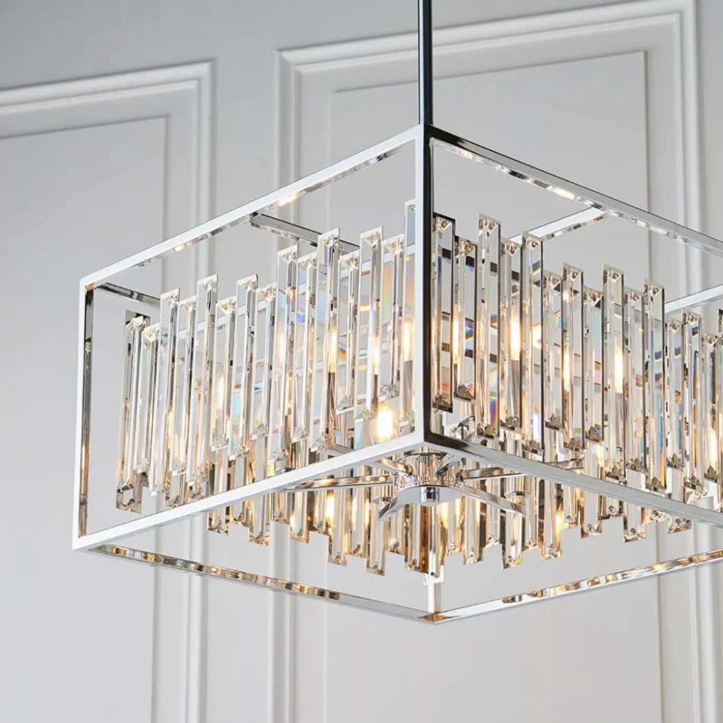 Acadia Polished Chrome and Crystal 6 Light Pendant Ceiling Light