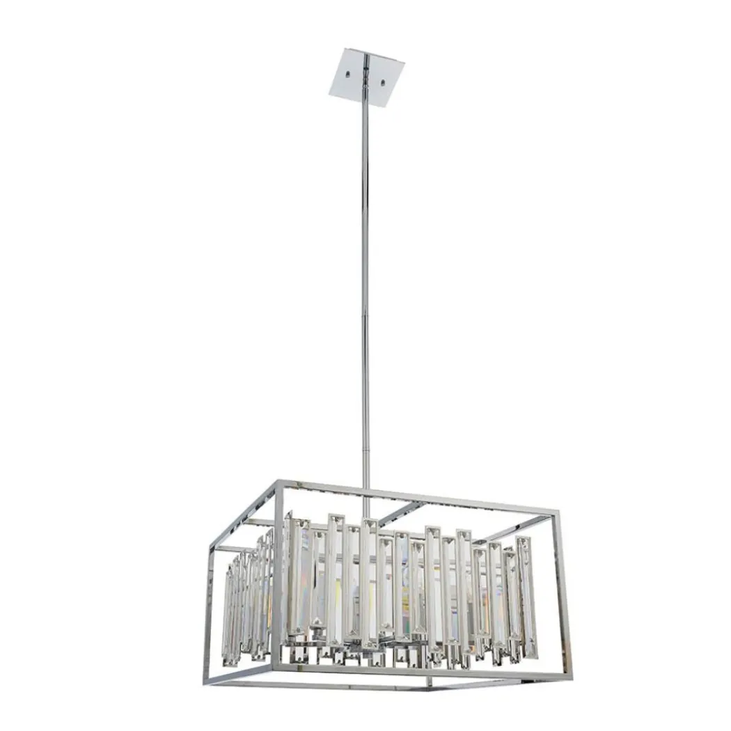 Acadia Polished Chrome and Crystal 6 Light Pendant Ceiling Light